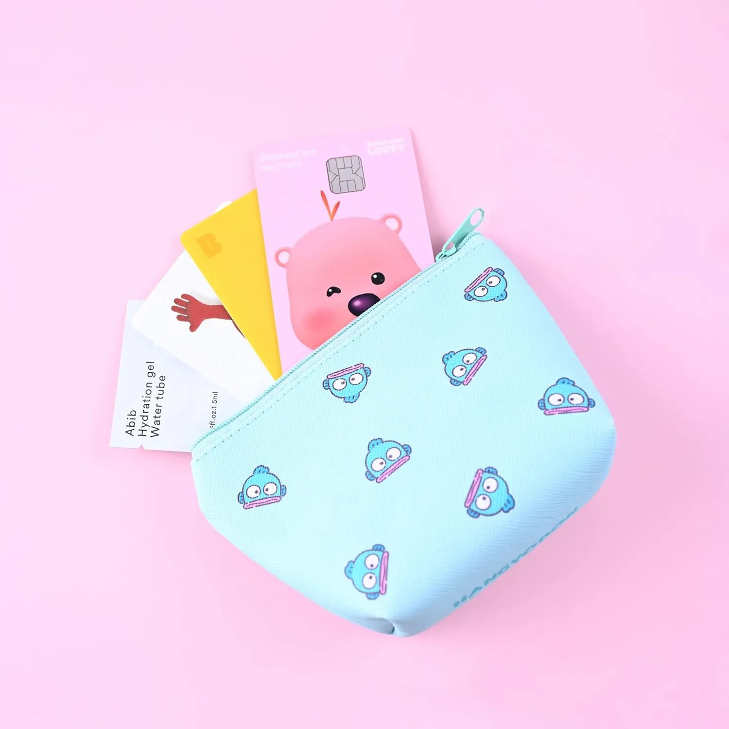 San-rio Characters Mini Makeup Bag 2 Pack - Small Pouches for Purse, Mini Cosmetic Bag, Zippered Design, Mini Pouch for Purse, Ideal for Coins, Jewelry, Accessories (Hanging-Yodon)