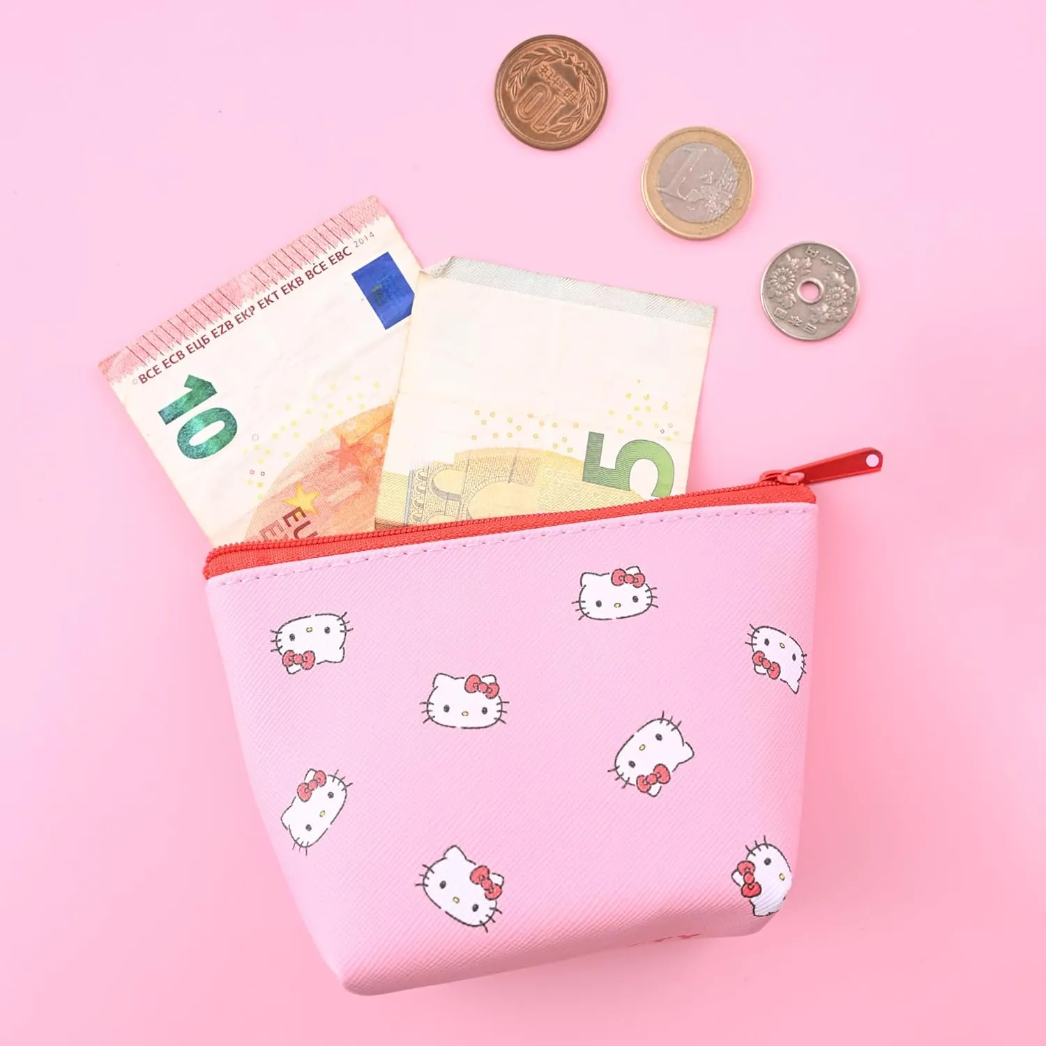 San-rio Characters Mini Makeup Bag 2 Pack - Small Pouches for Purse, Mini Cosmetic Bag, Zippered Design, Mini Pouch for Purse, Ideal for Coins, Jewelry, Accessories (Kitty)