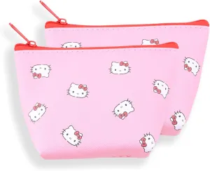 San-rio Characters Mini Makeup Bag 2 Pack - Small Pouches for Purse, Mini Cosmetic Bag, Zippered Design, Mini Pouch for Purse, Ideal for Coins, Jewelry, Accessories (Kitty)