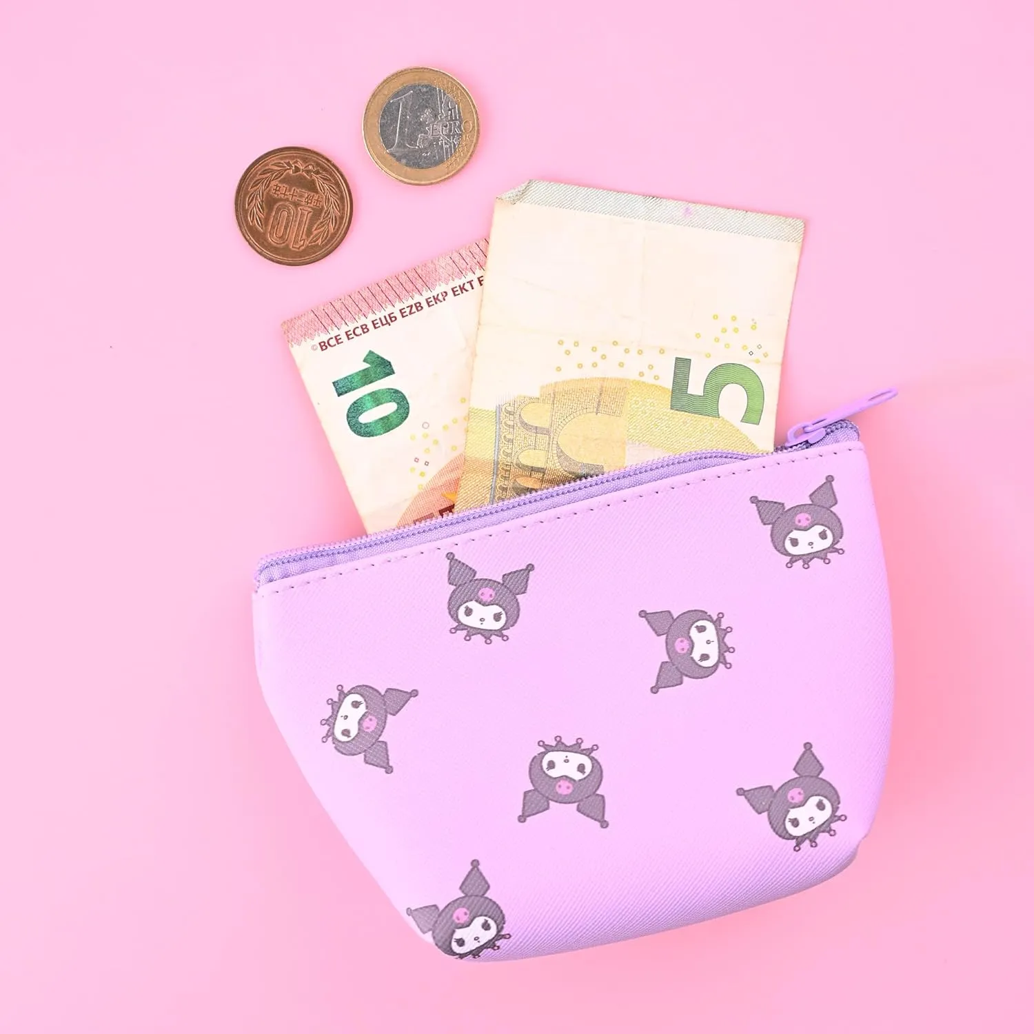 San-rio Characters Mini Makeup Bag 2 Pack - Small Pouches for Purse, Mini Cosmetic Bag, Zippered Design, Mini Pouch for Purse, Ideal for Coins, Jewelry, Accessories (Kuormi-Bunny)