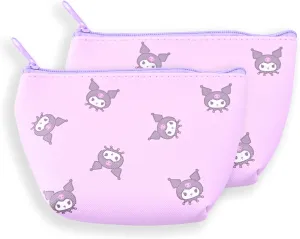 San-rio Characters Mini Makeup Bag 2 Pack - Small Pouches for Purse, Mini Cosmetic Bag, Zippered Design, Mini Pouch for Purse, Ideal for Coins, Jewelry, Accessories (Kuormi-Bunny)