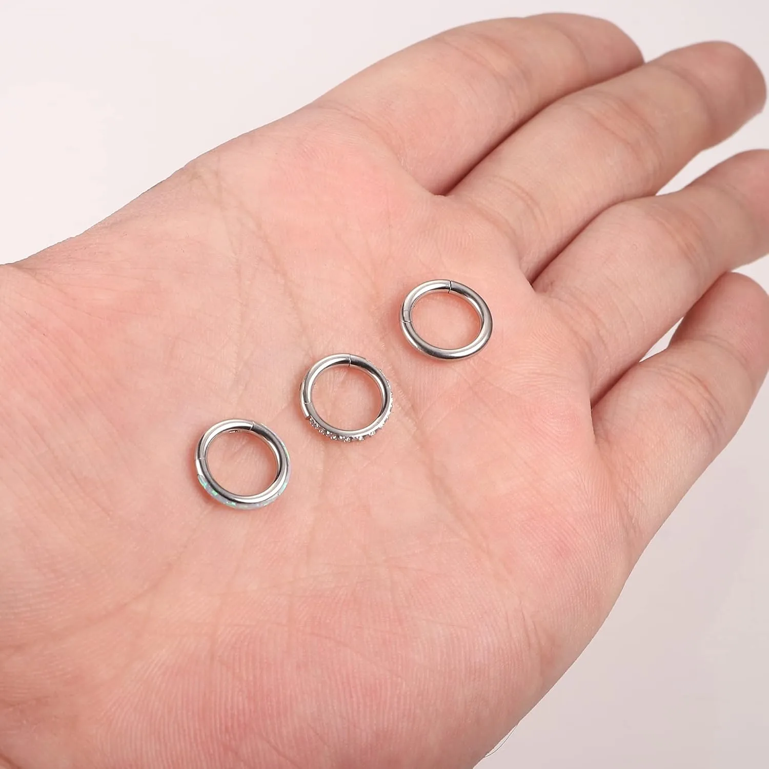 Sanfenly 14G Belly Button Rings 316L Surgical Steel Belly Ring Hoop Clear CZ Opal Navel Rings Hoop Clicker Segment Belly Piercing Jewelry Gold Silver Tone 8mm 10mm 12mm