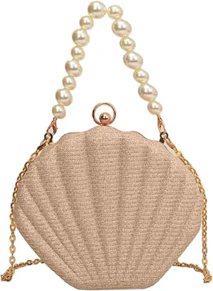 Sequin Small Bag Women's Bag New Simple Crossbody Bags Korean Pearl Chain Shoulder Bag Mens Purses Or (Gold, One Size)