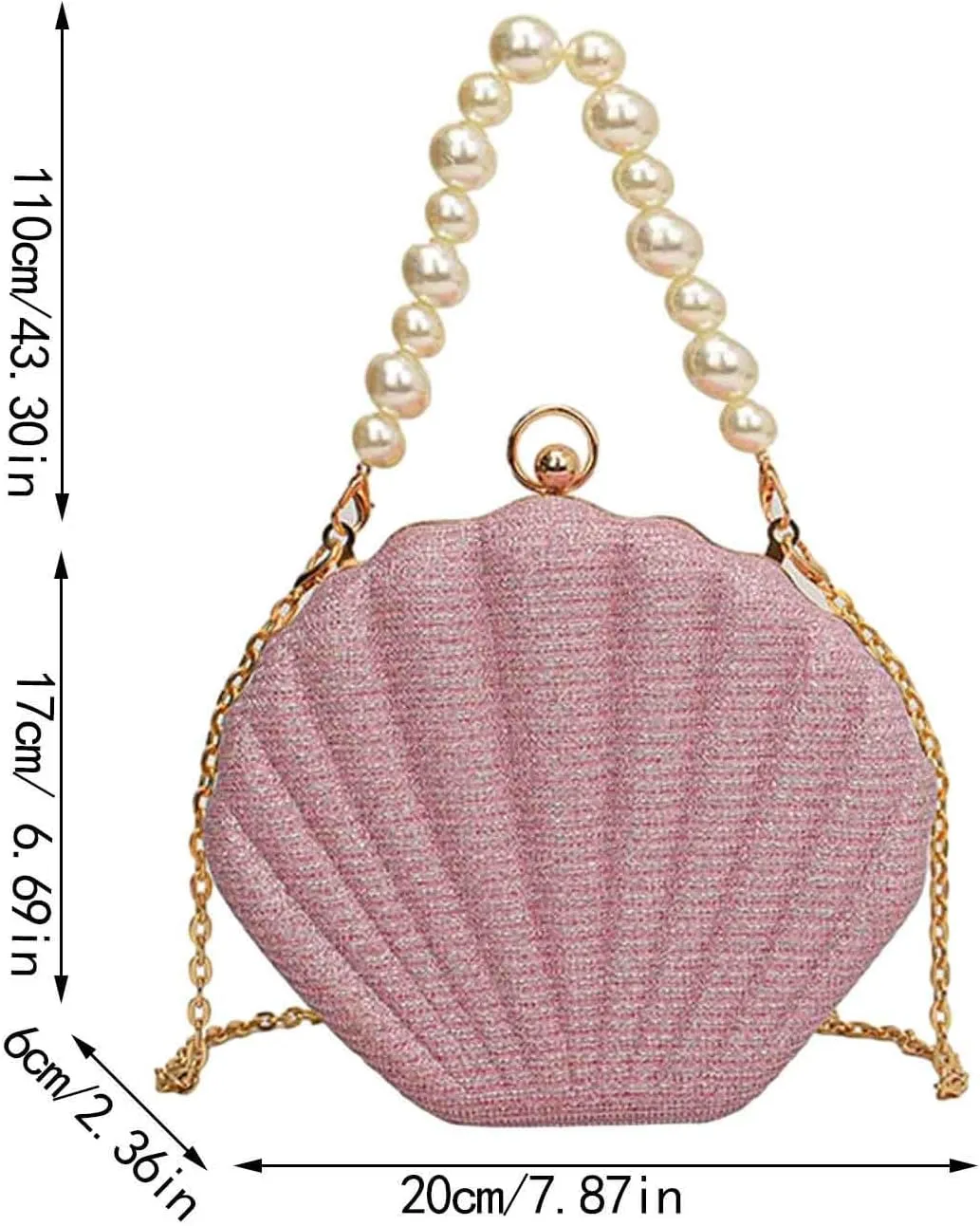 Sequin Small Bag Women's Bag New Simple Crossbody Bags Korean Pearl Chain Shoulder Bag Mens Purses Or (Gold, One Size)