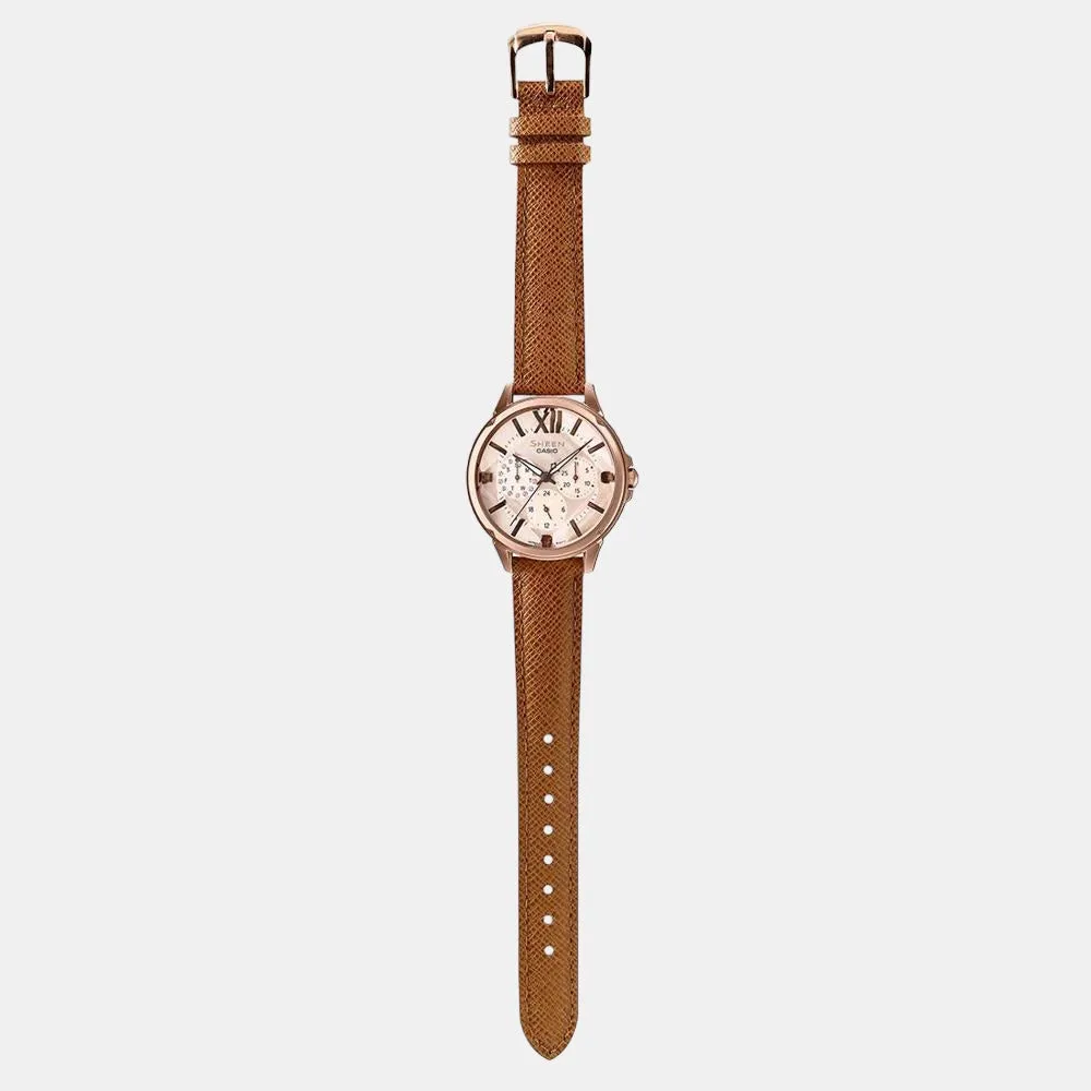 Sheen Women's Chronograph Leather Watch SX217 - SHE-3056PGL-7AUDF