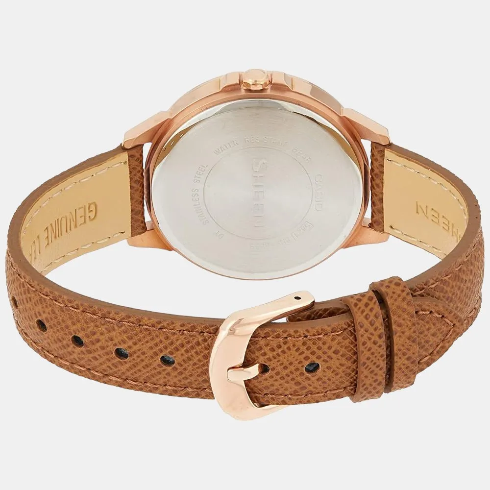 Sheen Women's Chronograph Leather Watch SX217 - SHE-3056PGL-7AUDF