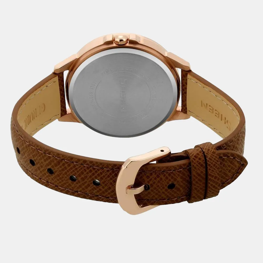 Sheen Women's Chronograph Leather Watch SX217 - SHE-3056PGL-7AUDF