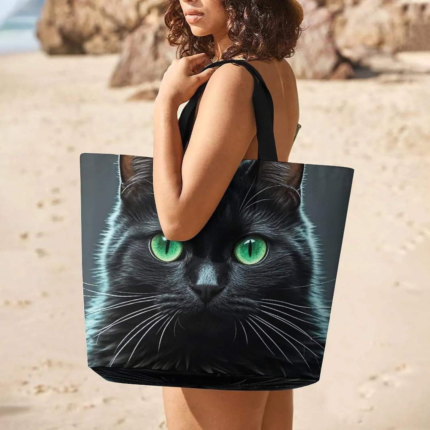 Sheep Beach Bag Reusable Tote Bag Foldable Grocery Bags Women Shopping Bags for Daily Essentials