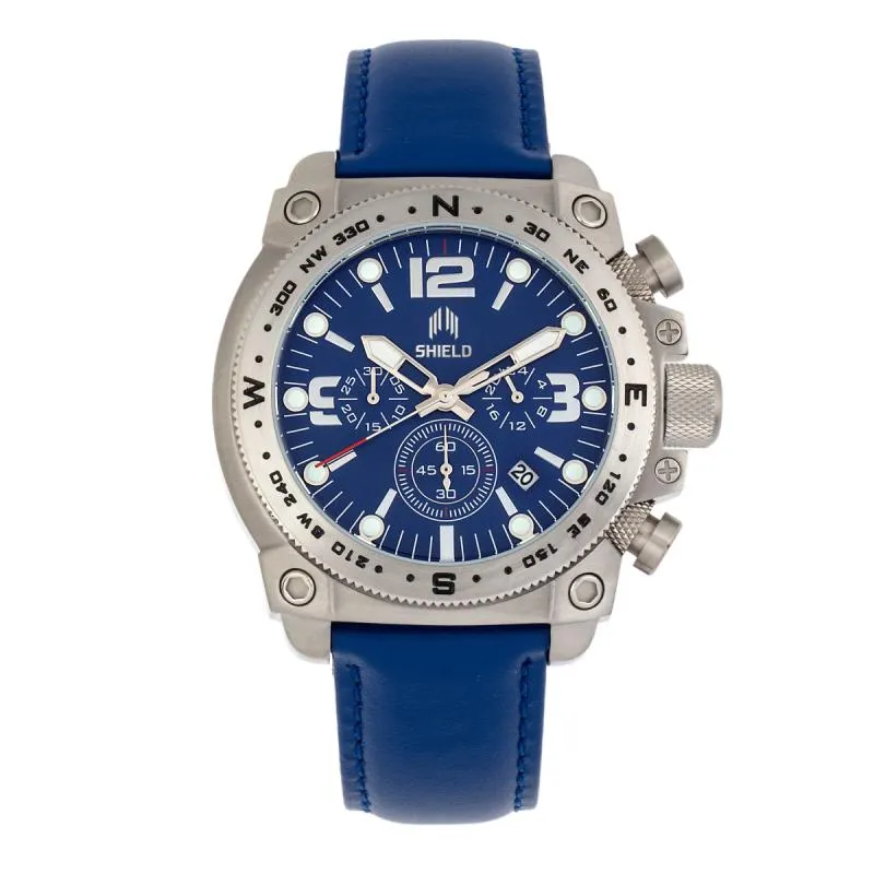 Shield Tesei Chronograph Leather-Band Men's Diver Watch w/Date