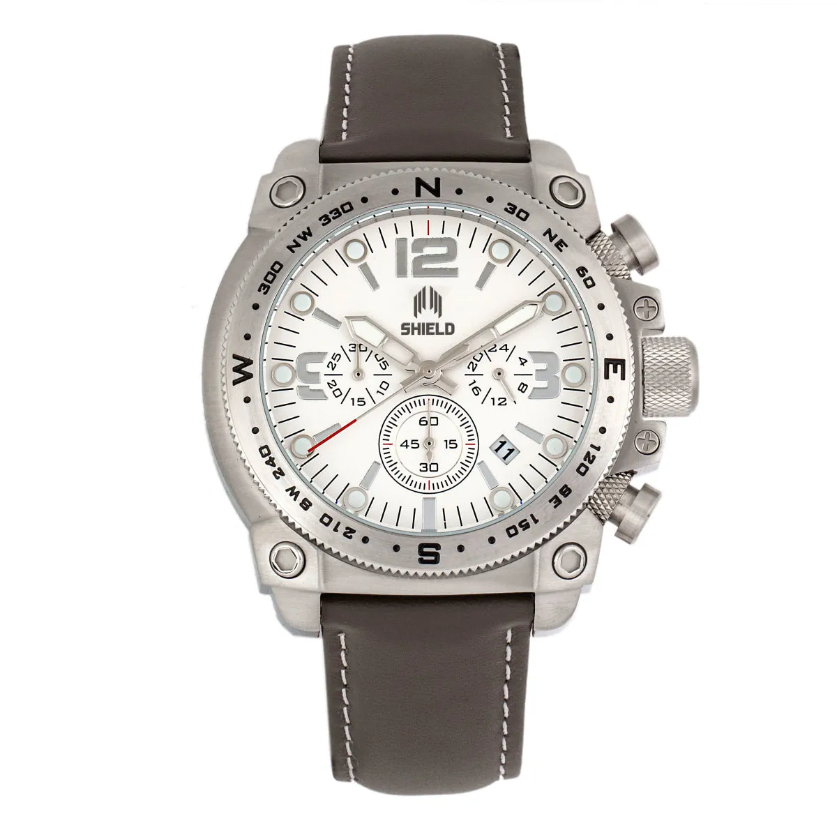 Shield Tesei Chronograph Leather-Band Men's Diver Watch w/Date