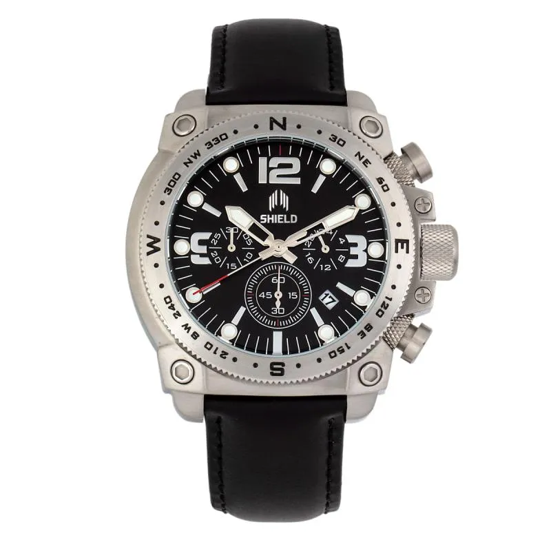 Shield Tesei Chronograph Leather-Band Men's Diver Watch w/Date