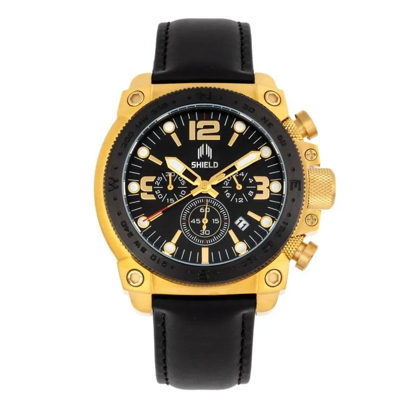 Shield Tesei Chronograph Leather-Band Men's Diver Watch w/Date