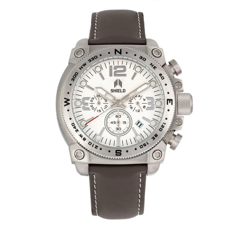 Shield Tesei Chronograph Leather-Band Men's Diver Watch w/Date
