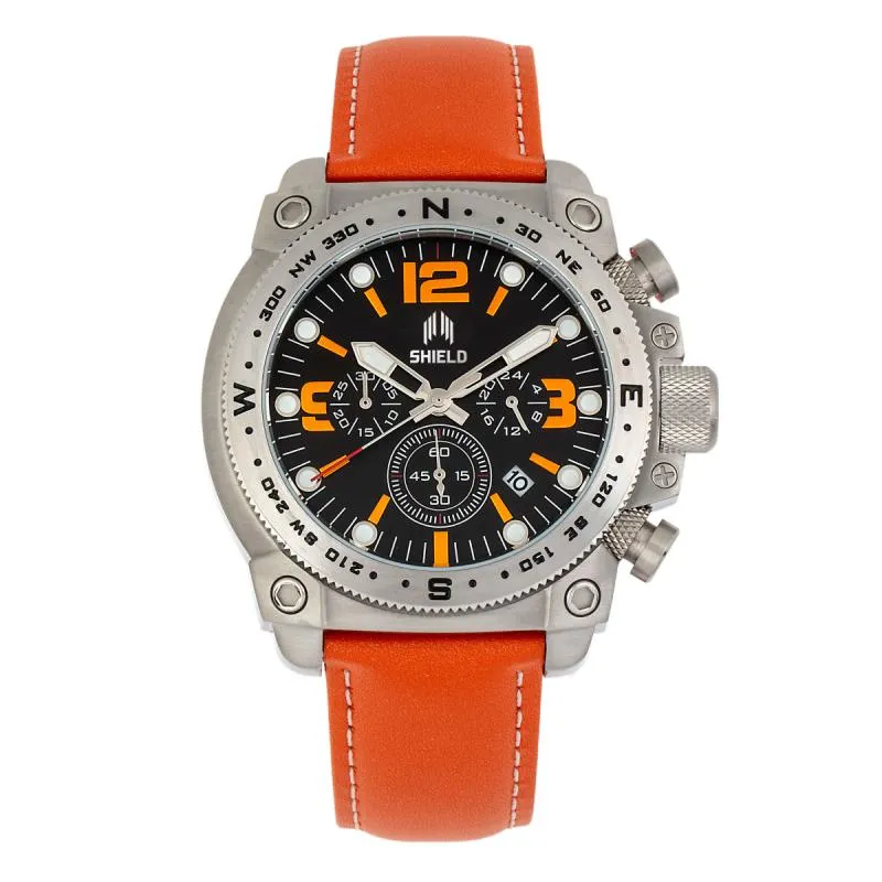 Shield Tesei Chronograph Leather-Band Men's Diver Watch w/Date