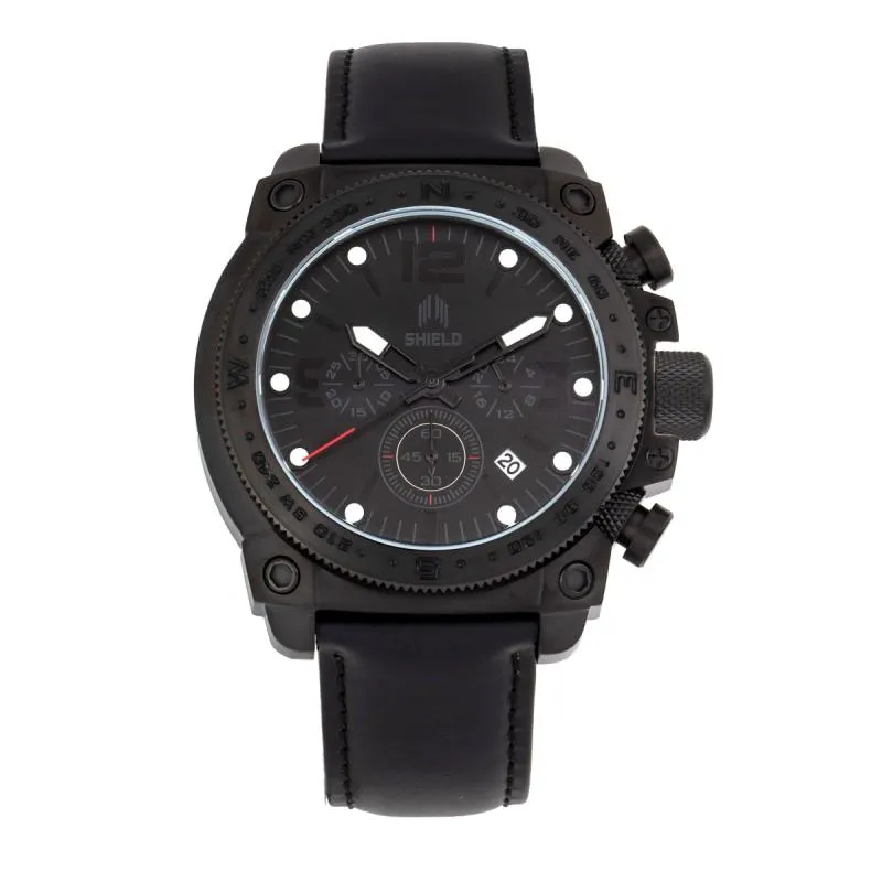 Shield Tesei Chronograph Leather-Band Men's Diver Watch w/Date