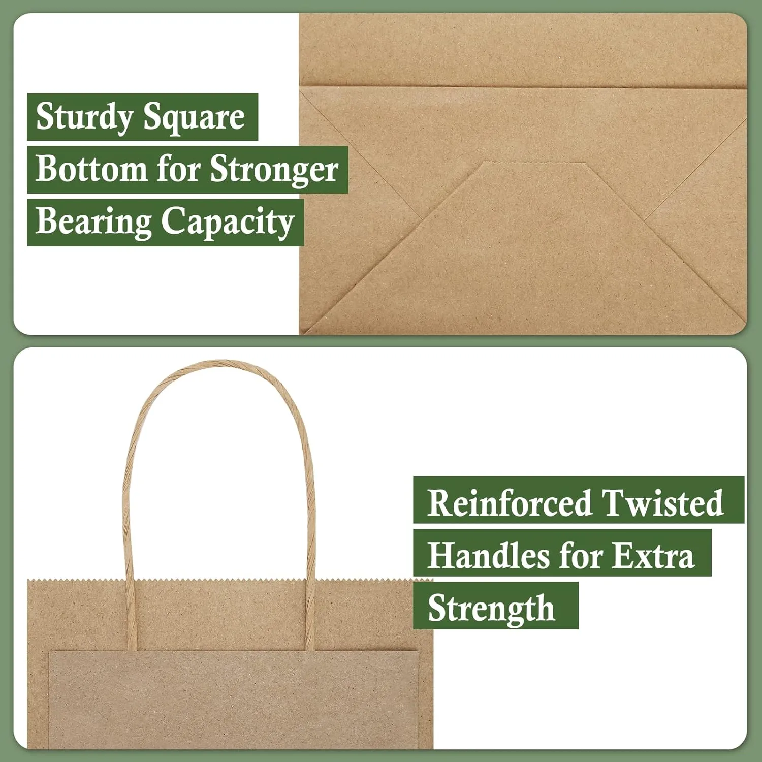 SHOPDAY Brown Paper Bags with Handles, 16x6x12, 25 Pack Large Kraft Paper Tote Bags for Grocery, Business Takeouts