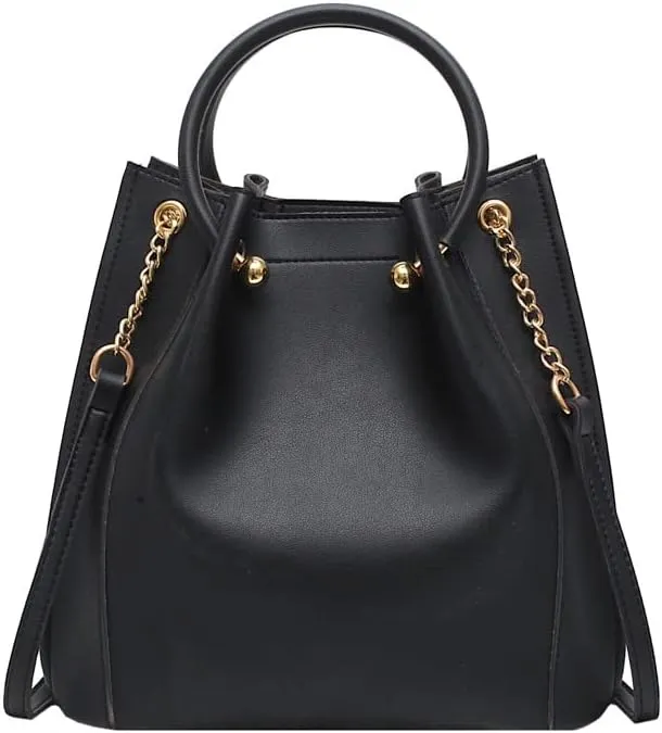 Shoulder Bags Ladies Handbags Leather Small Ladies Shoulder Bags Ladies Casual Main Black Bucket Style(3)
