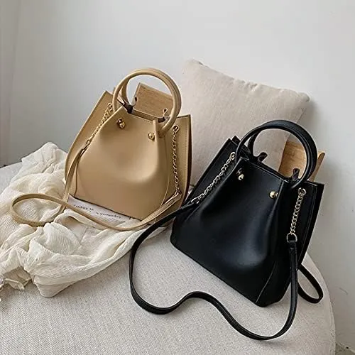 Shoulder Bags Ladies Handbags Leather Small Ladies Shoulder Bags Ladies Casual Main Black Bucket Style(3)