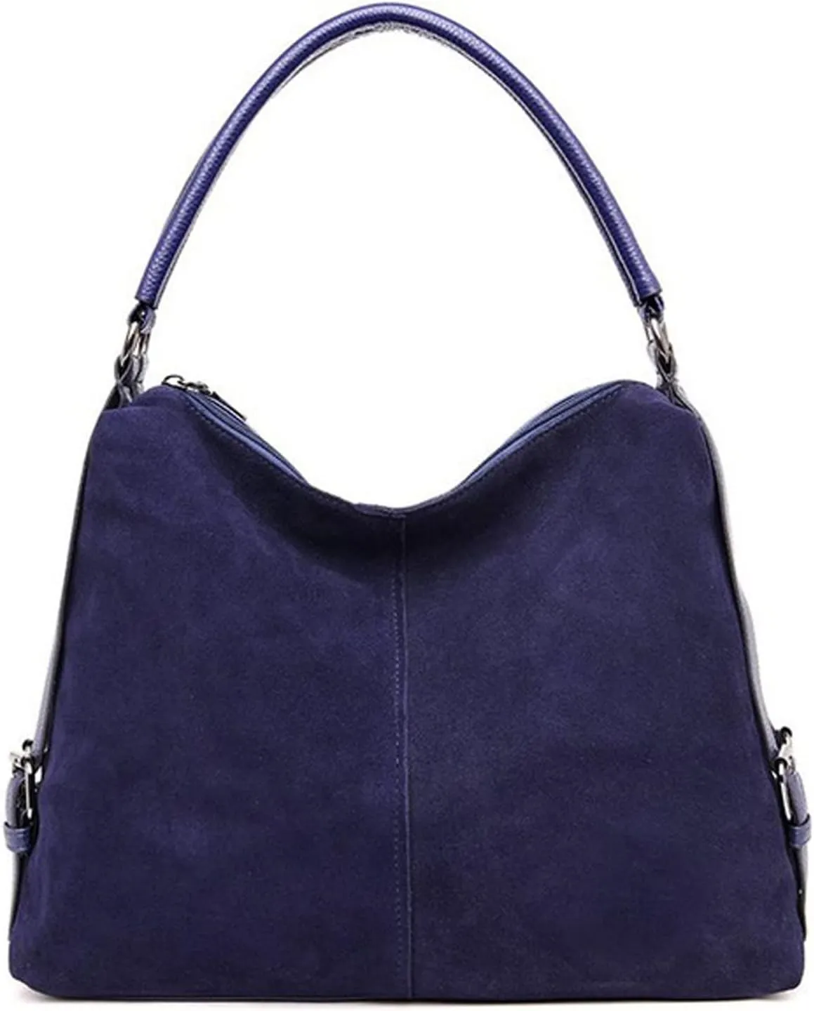 Shoulder Bags Women Real Suede Leather Hobo Bag Female Leisure Large Shoulder Bags Shopping Casual Handbag(Blue)