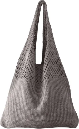 Simple Retro Hollow Crochet Bags Large Capacity Shopping Bags Women's Woven Shoulder Bag Leather Shoulder Bag (One Size)