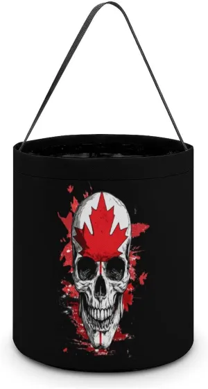 Skull Canada Flag Halloween Candy Bag Candy Tote Bucket Gift Bags Party Supplies for Women Men