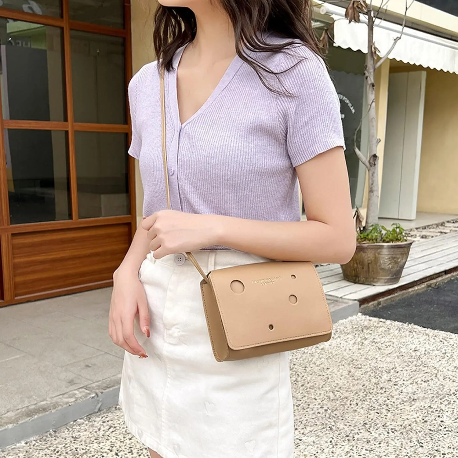 Sling Bags for Women Anti Theft Travel Women's Crescent Shoulder Bags with Adjustable Strap Transparent Bag(Beige)