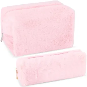 Small Makeup Bag for Purse Makeup Pouches for Women Aesthetic Cosmetic Bag Cute Pencil Case Travel Toiletry Bag Fuzzy Makeup Bag Makeup Brushes Storage Zipper Pouches for Organizing (Pink)