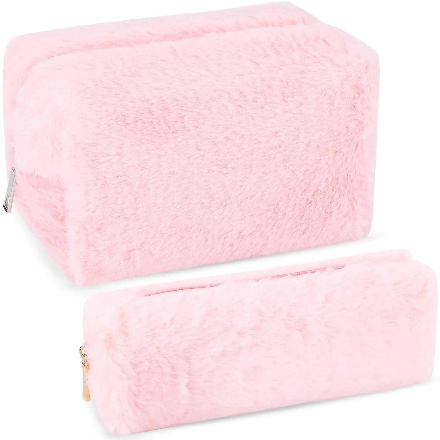 Small Makeup Bag for Purse Makeup Pouches for Women Aesthetic Cosmetic Bag Cute Pencil Case Travel Toiletry Bag Fuzzy Makeup Bag Makeup Brushes Storage Zipper Pouches for Organizing (Pink)
