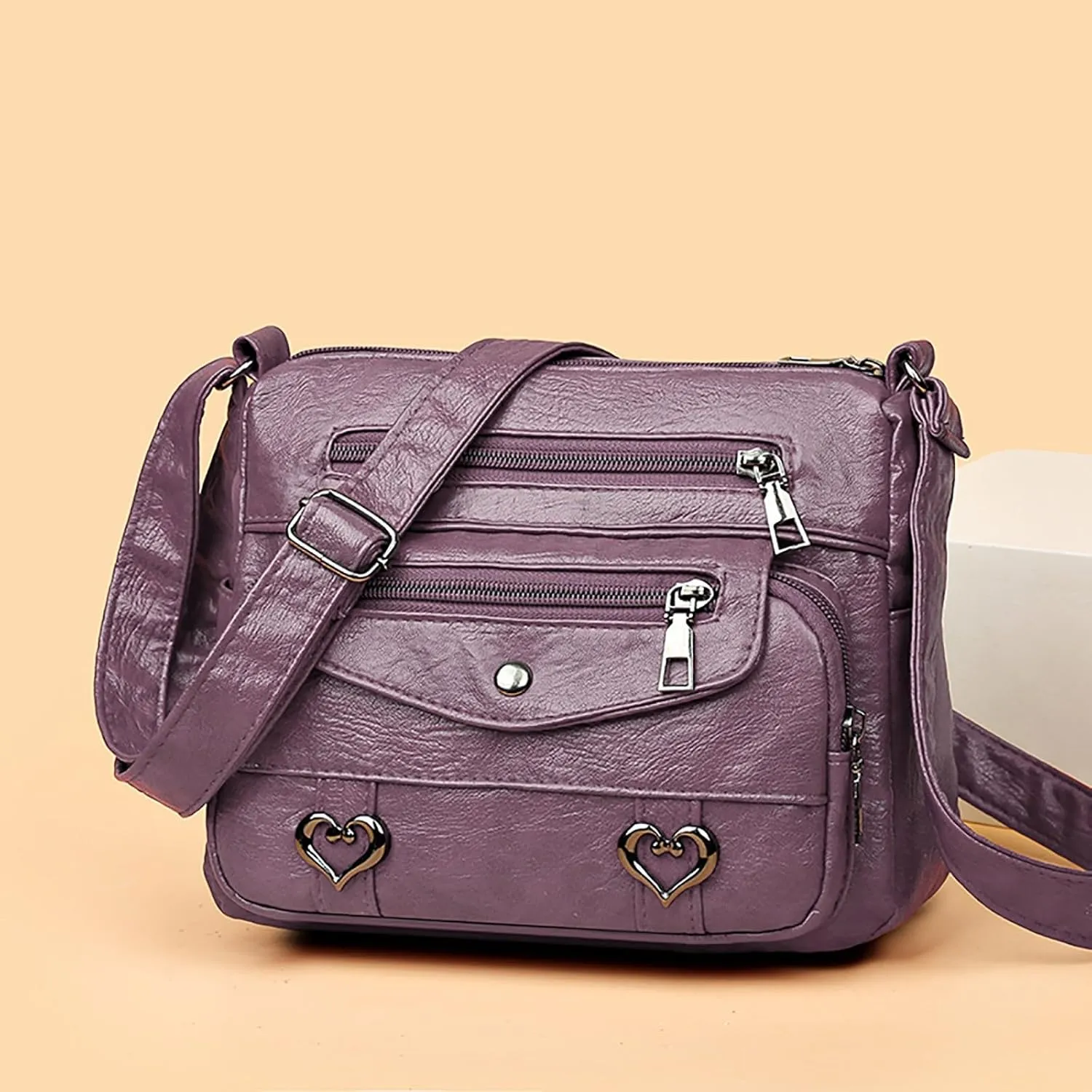 Small Top Handle Purse Solid Vintage PU Leather Shoulder Bag Versatile Women Pockets Purse With And Zipper