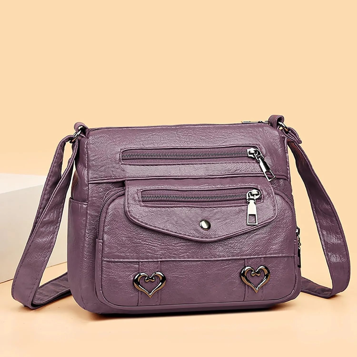 Small Top Handle Purse Solid Vintage PU Leather Shoulder Bag Versatile Women Pockets Purse With And Zipper