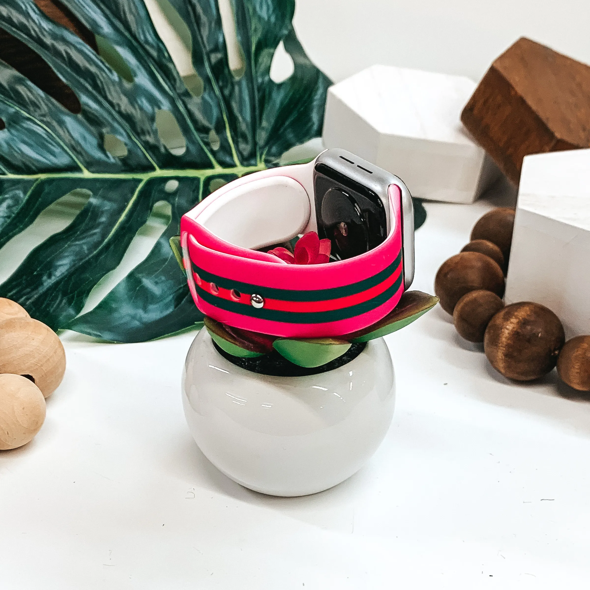 Smart Watch Band in Hot Pink, Green and Red