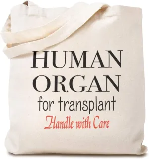 Speedy Pros Canvas Tote Bag for Women Human Organ Transplant Handle with Care Funny Humor Beach Bags for Women