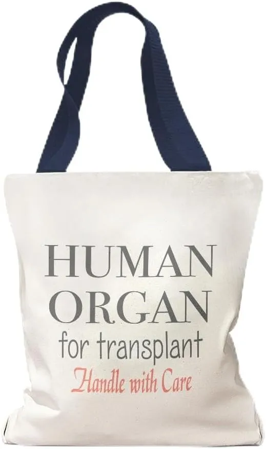 Speedy Pros Canvas Tote Bag for Women Human Organ Transplant Handle with Care Funny Humor Beach Bags for Women