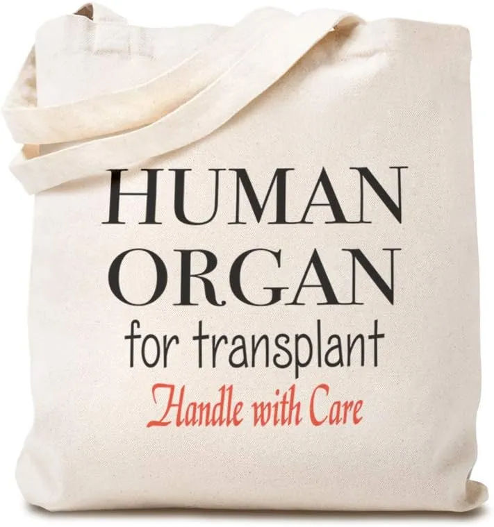Speedy Pros Canvas Tote Bag for Women Human Organ Transplant Handle with Care Funny Humor Beach Bags for Women