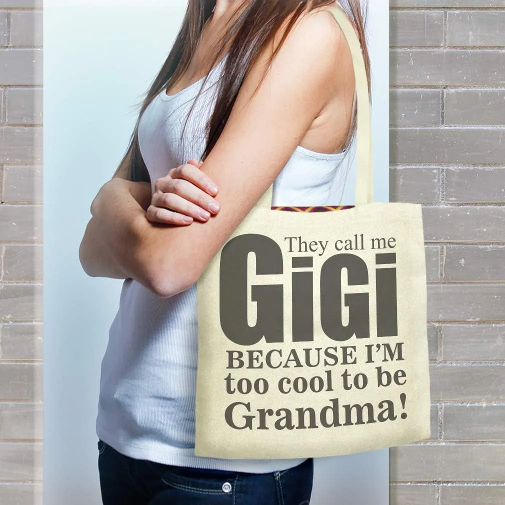 Speedy Pros Canvas Tote Bag for Women They Call Me Gigi Because I'M Too Cool to Be Grandma Beach Bags for Women