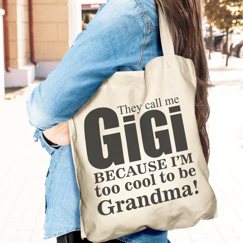 Speedy Pros Canvas Tote Bag for Women They Call Me Gigi Because I'M Too Cool to Be Grandma Beach Bags for Women