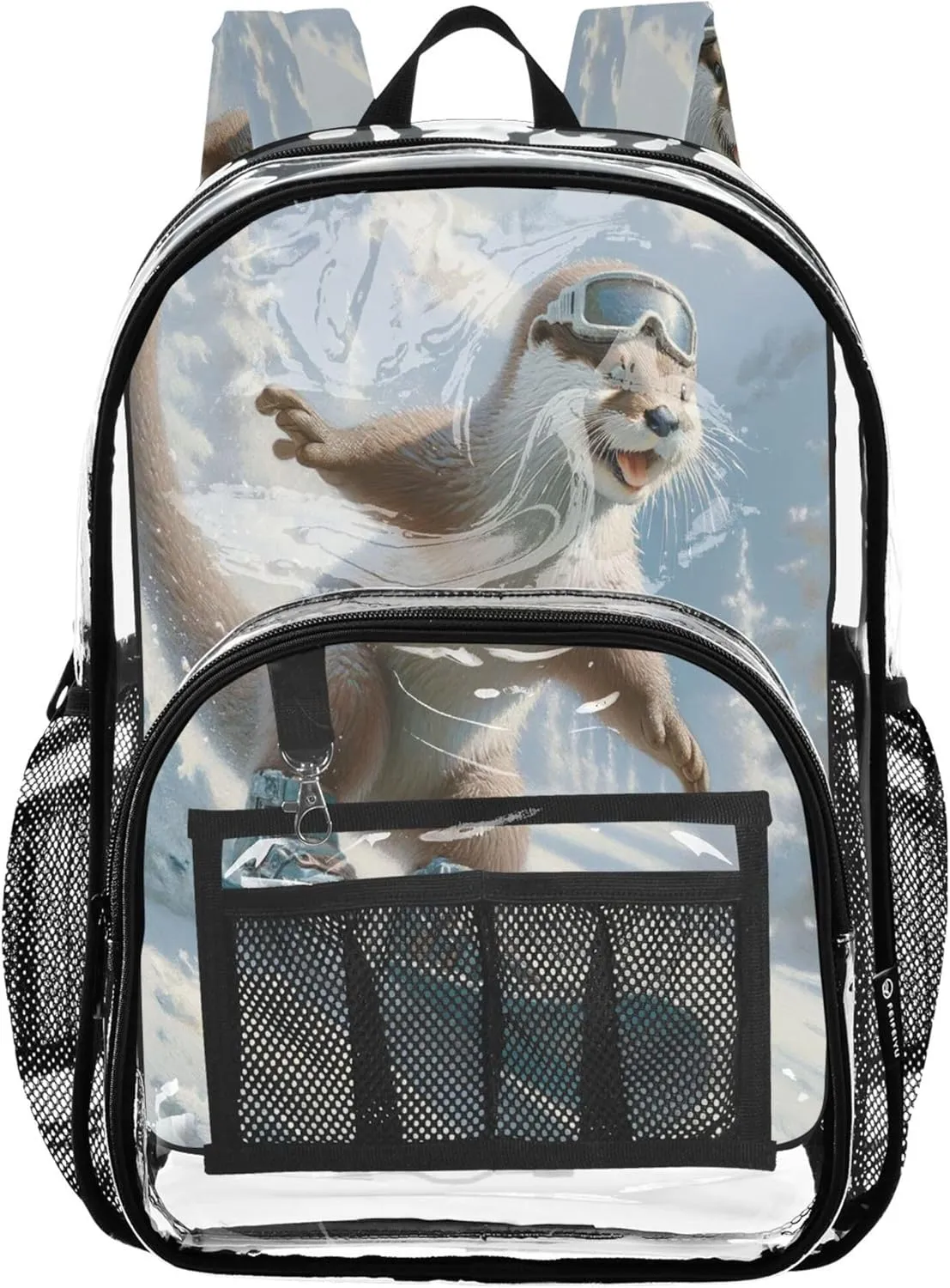 Sporty Otter Snow White Backpacks, Clear Plastic Bags, Clear Backpacks for School, Cute Backpacks for Teen Girls