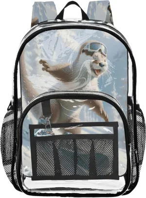 Sporty Otter Snow White Backpacks, Clear Plastic Bags, Clear Backpacks for School, Cute Backpacks for Teen Girls