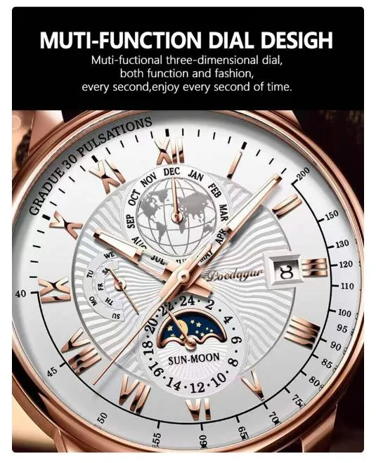 Stainless Steel Leather Men's Wristwatch