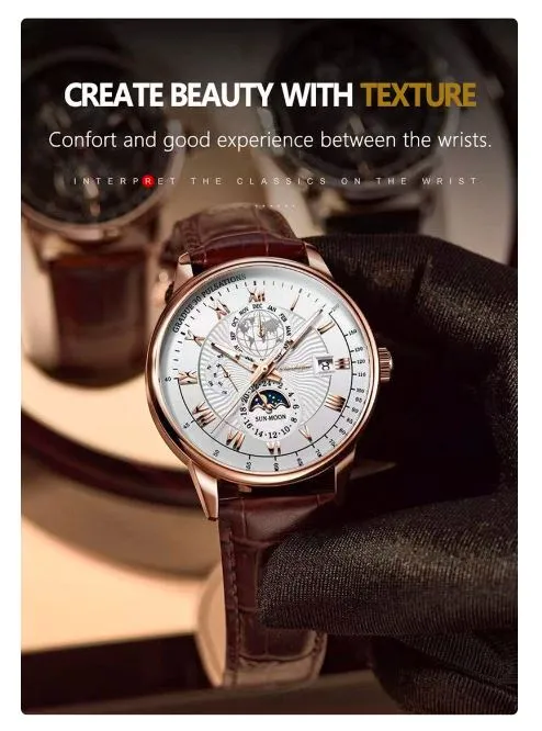 Stainless Steel Leather Men's Wristwatch