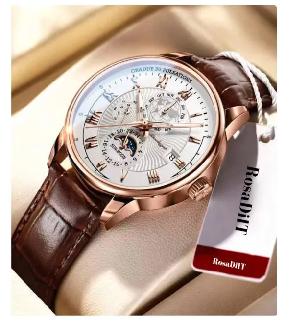 Stainless Steel Leather Men's Wristwatch