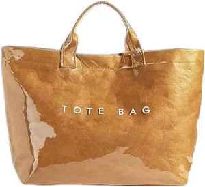 Stellaya Womens Letters Print Tote Bag, Stellaya Fashion Retro Tote Bag, Clear PVC Waterproof Kraft Paper Handbag