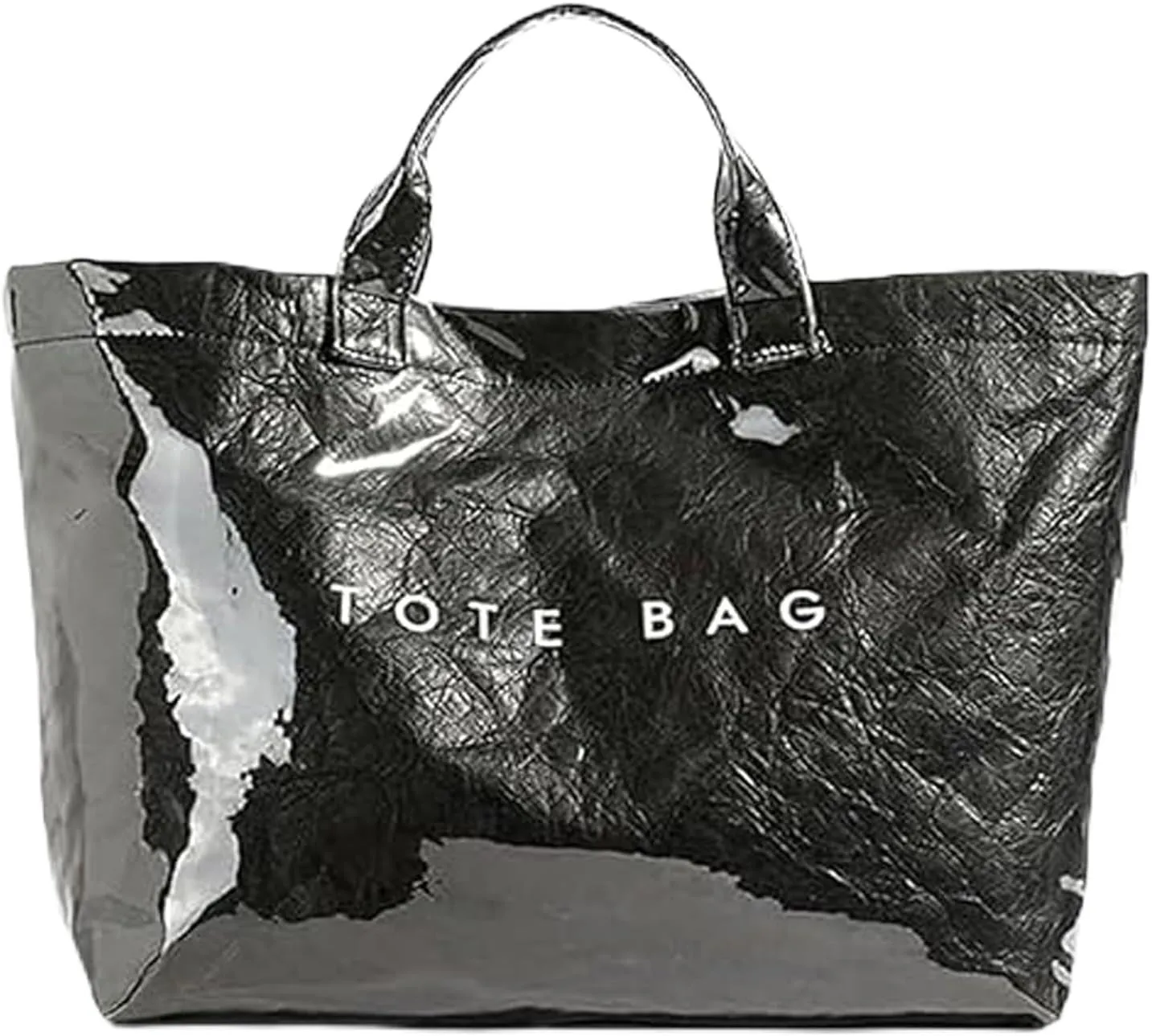 Stellaya Womens Letters Print Tote Bag, Stellaya Fashion Retro Tote Bag, Clear PVC Waterproof Kraft Paper Handbag
