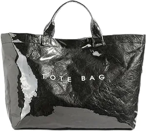 Stellaya Womens Letters Print Tote Bag, Stellaya Fashion Retro Tote Bag, Clear PVC Waterproof Kraft Paper Handbag