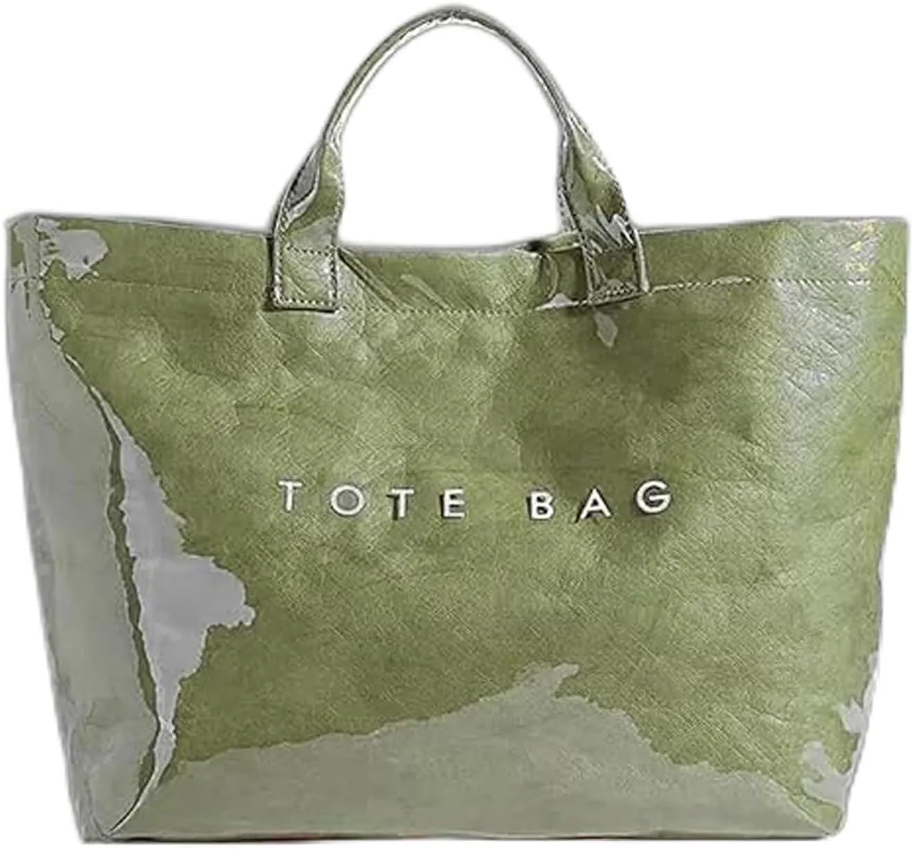 Stellaya Womens Letters Print Tote Bag, Stellaya Fashion Retro Tote Bag, Clear PVC Waterproof Kraft Paper Handbag