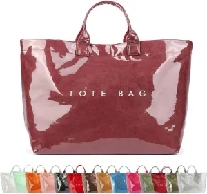 Stellaya Womens Letters Print Tote Bag, Stellaya Fashion Retro Tote Bag, PVC Waterproof Kraft Paper Handbags