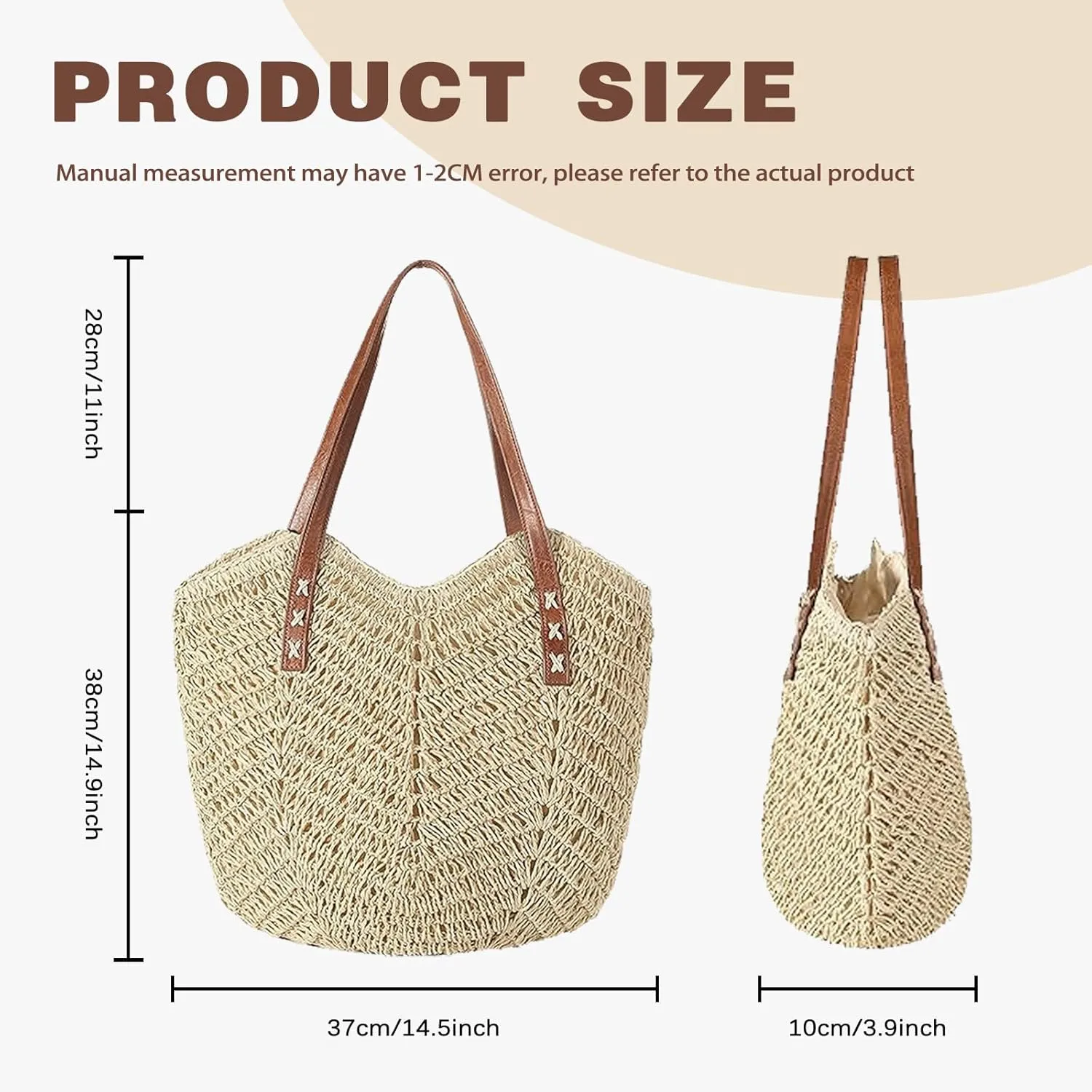 Straw Bag For Women Straw Totes Beach Bags Summer Woven Handmade Shoulder Bag Purse Buckets Totes Handbag