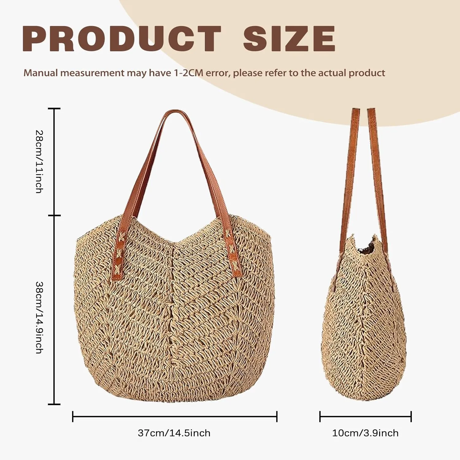 Straw Bag For Women Straw Totes Beach Bags Summer Woven Handmade Shoulder Bag Purse Buckets Totes Handbag