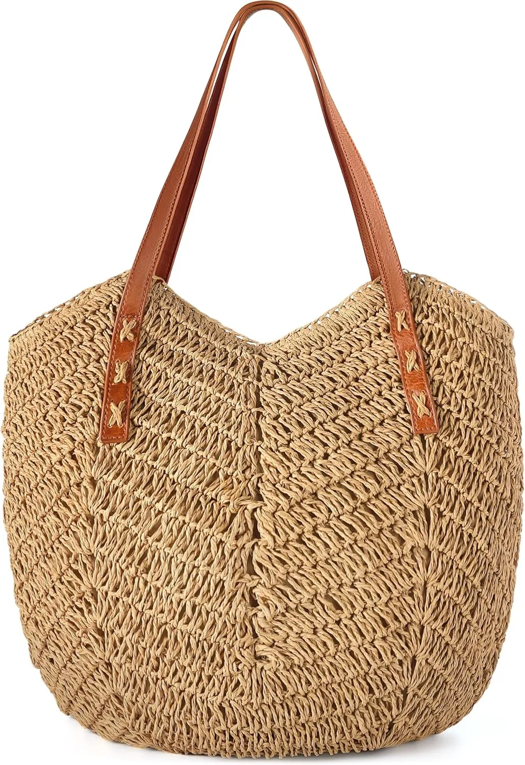 Straw Bag For Women Straw Totes Beach Bags Summer Woven Handmade Shoulder Bag Purse Buckets Totes Handbag