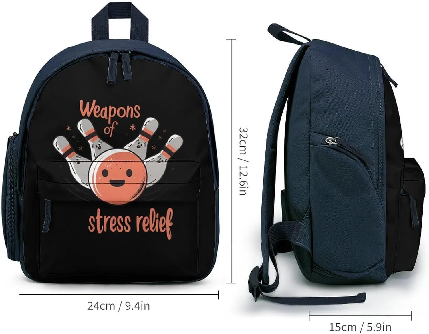 Stress Relief Bowling Unisex Small Backpack Lightweight Cute Shoulder Bag Travel Daypack
